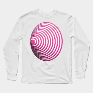 Geometric pink concentric circles 3D doodle art Long Sleeve T-Shirt